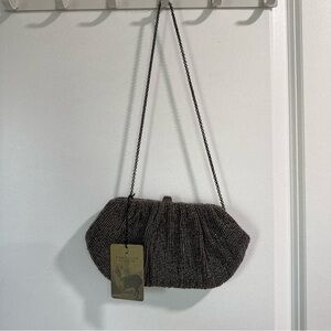 Peruvian Connection Santi Beaded Clutch Gunmetal NWT
